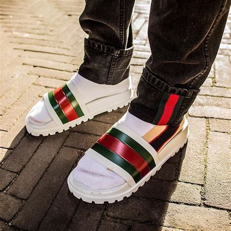 gucci slides outfit mens|best deals on Gucci slides.